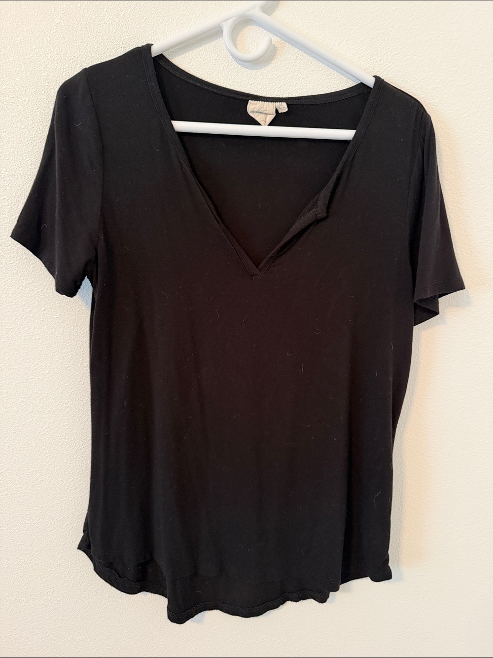 White Crow Black V-Neck Women's Top